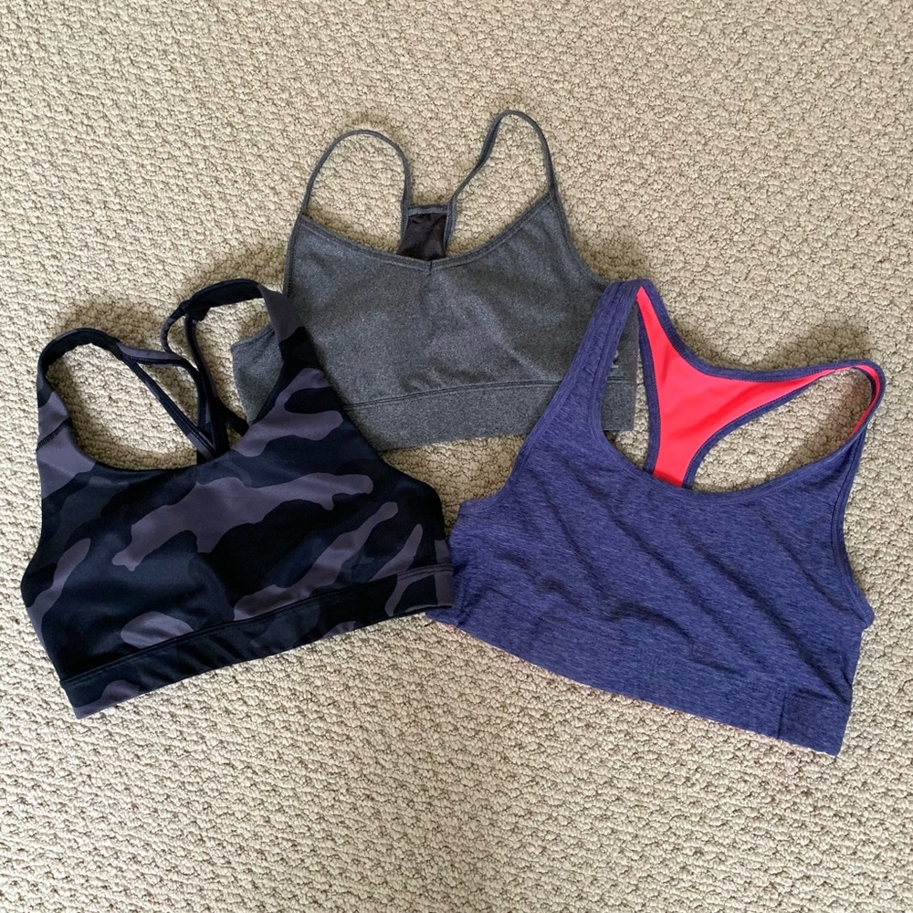 Champion Reebok Old Navy 3-pc yoga sports gym bra tank top set lot
